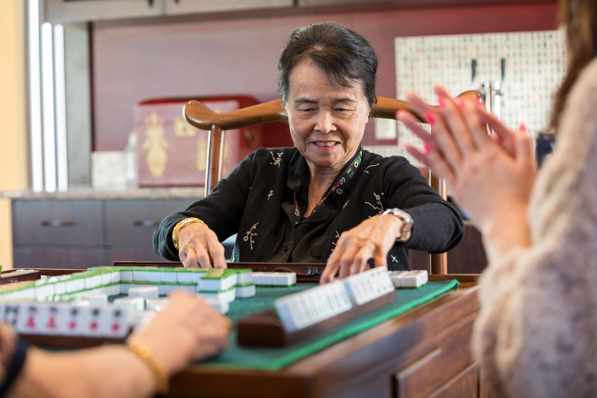 Residents playing mahjong
