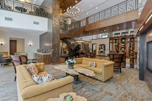 Another view of the lobby, with a staircase in the background