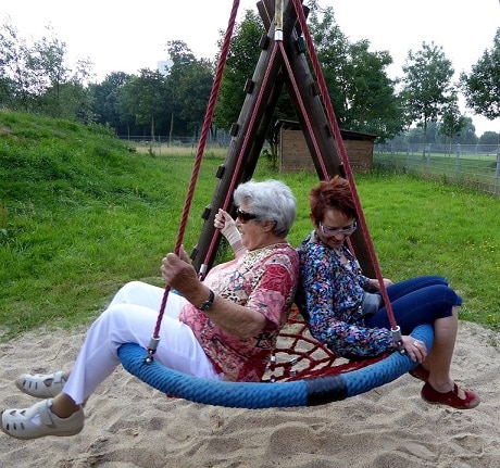 older ladies on swing