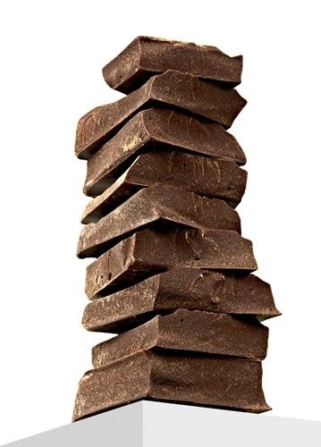 chocolate squares stacked up.